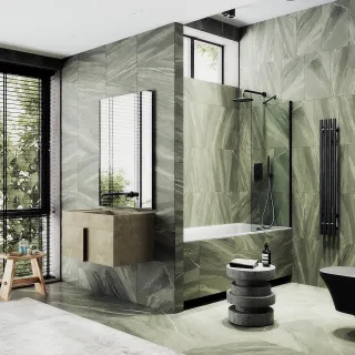 Шторка на ванну MaybahGlass MGV-65-6ш 90см чёрный